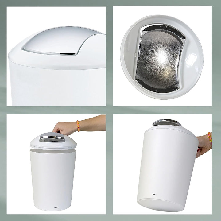 kela Schwingdeckeleimer weiss, Kosmetikeimer 5l mit Schwingdeckel, Kunststoff, MARTA, Mülleimer Bade