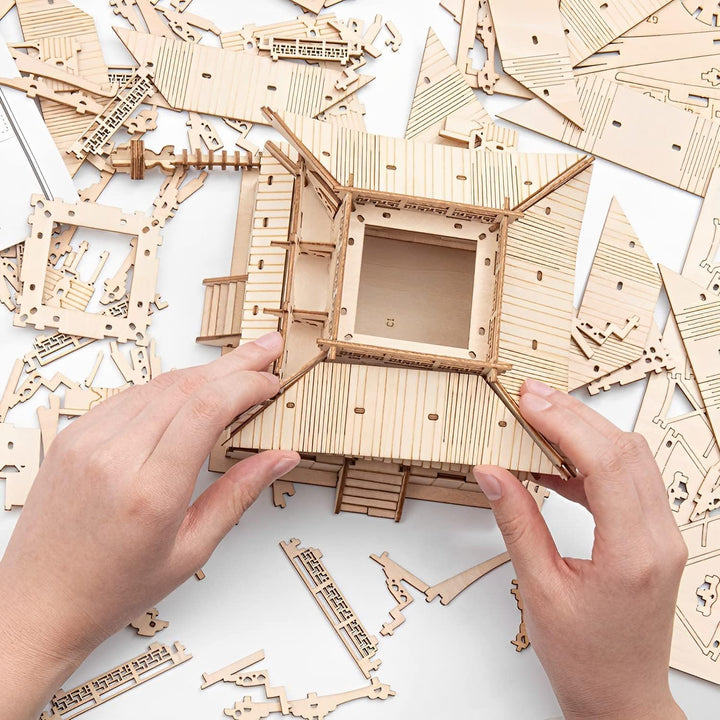 Rolife Pagode Holzpuzzle Modellbausätze-Japanische Architekturmodelle Baukästen 3D Puzzle Erwachsene