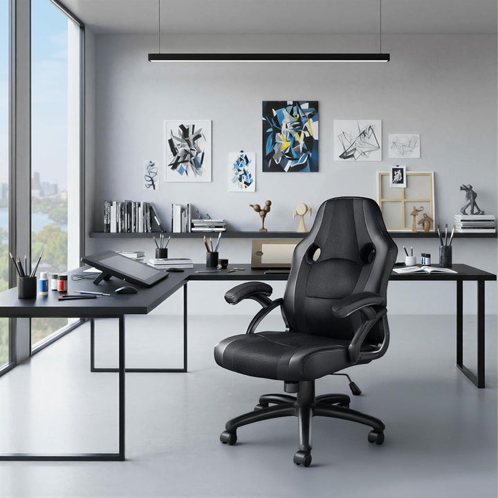tectake® Gaming Stuhl, Bürostuhl ergonomisch, Racing Bürostuhl, Chefsessel mit Wippfunktion und Arml