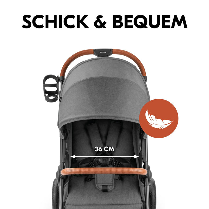 hauck Uptown, Melange Grey - Kinderbuggy mit Liegeposition ab Geburt, Breiter Sitz bis 22 kg, Geträn