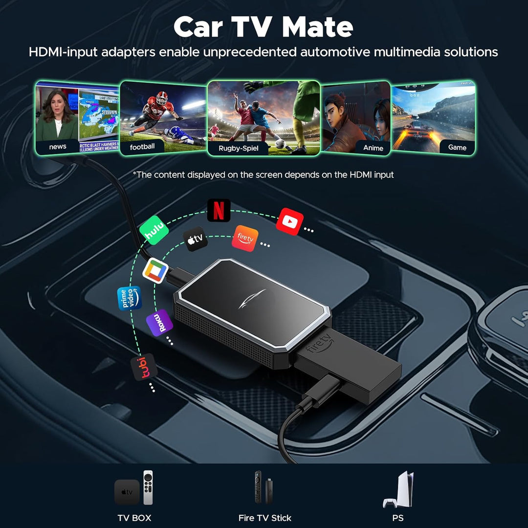 LAMTTO Car TV Mate mit Wireless CarPlay Adapter 2-in-1 HDM1 Multimedia Streaming Video für Fire TV S