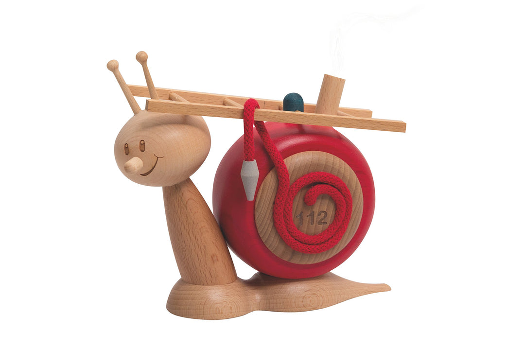 Kuhnert Drechslerei Rauchschnecke/Räucherfigur aus Holz - Sunny Feuerwehrschnecke - Höhe: ca. 15cm -