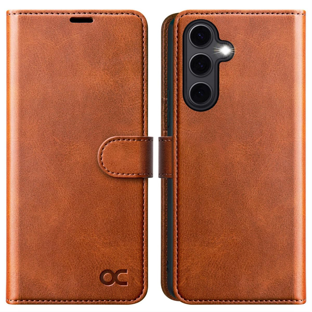 OCASE Handyhülle Kompatibel für Samsung Galaxy S24 FE Hülle Premium Leder Flip Klappbare Klapphülle