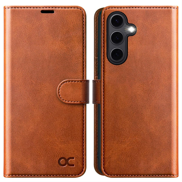 OCASE Handyhülle Kompatibel für Samsung Galaxy S24 FE Hülle Premium Leder Flip Klappbare Klapphülle