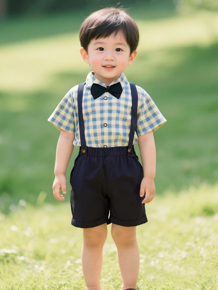 mintgreen Baby Jungen Anzüge, Neugeborenes Hemd Hose Taufe Gentleman Outfit Kurzarm Passen mit Strap