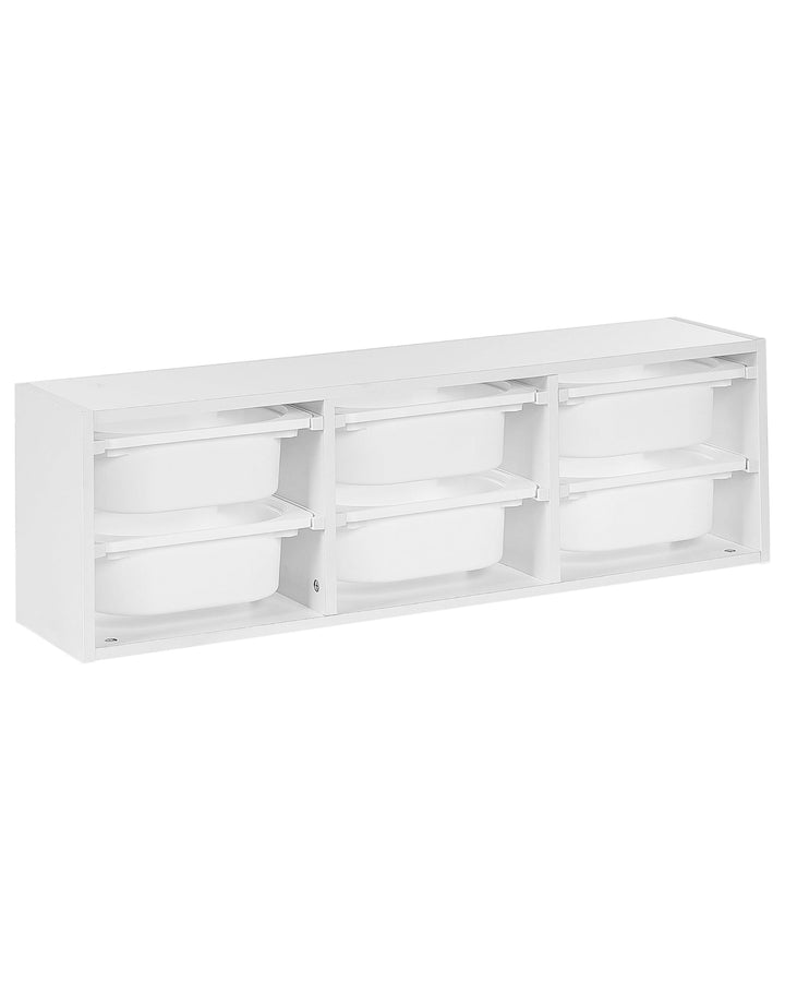 Beliani Originelles Wandregal mit 6 Boxen und Schubladen Kinderzimmer Spanplatte Kunststoff Weiss To