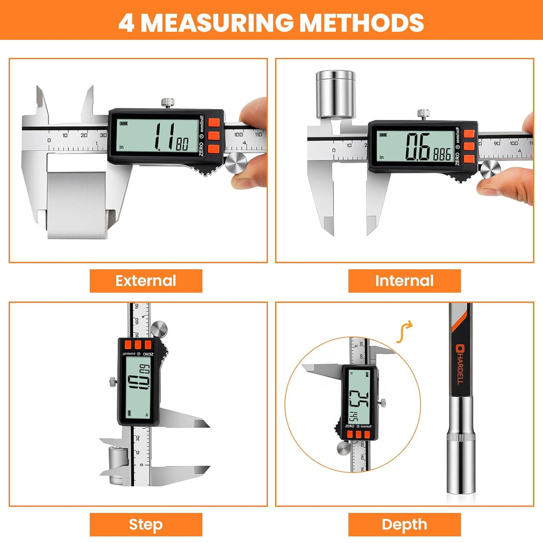 HARDELL Digital Caliper, Rechargeable Digital Caliper with Power Display, Caliper Measuring Tool wit