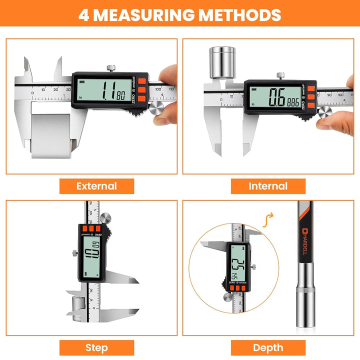 HARDELL Digital Caliper, Rechargeable Digital Caliper with Power Display, Caliper Measuring Tool wit