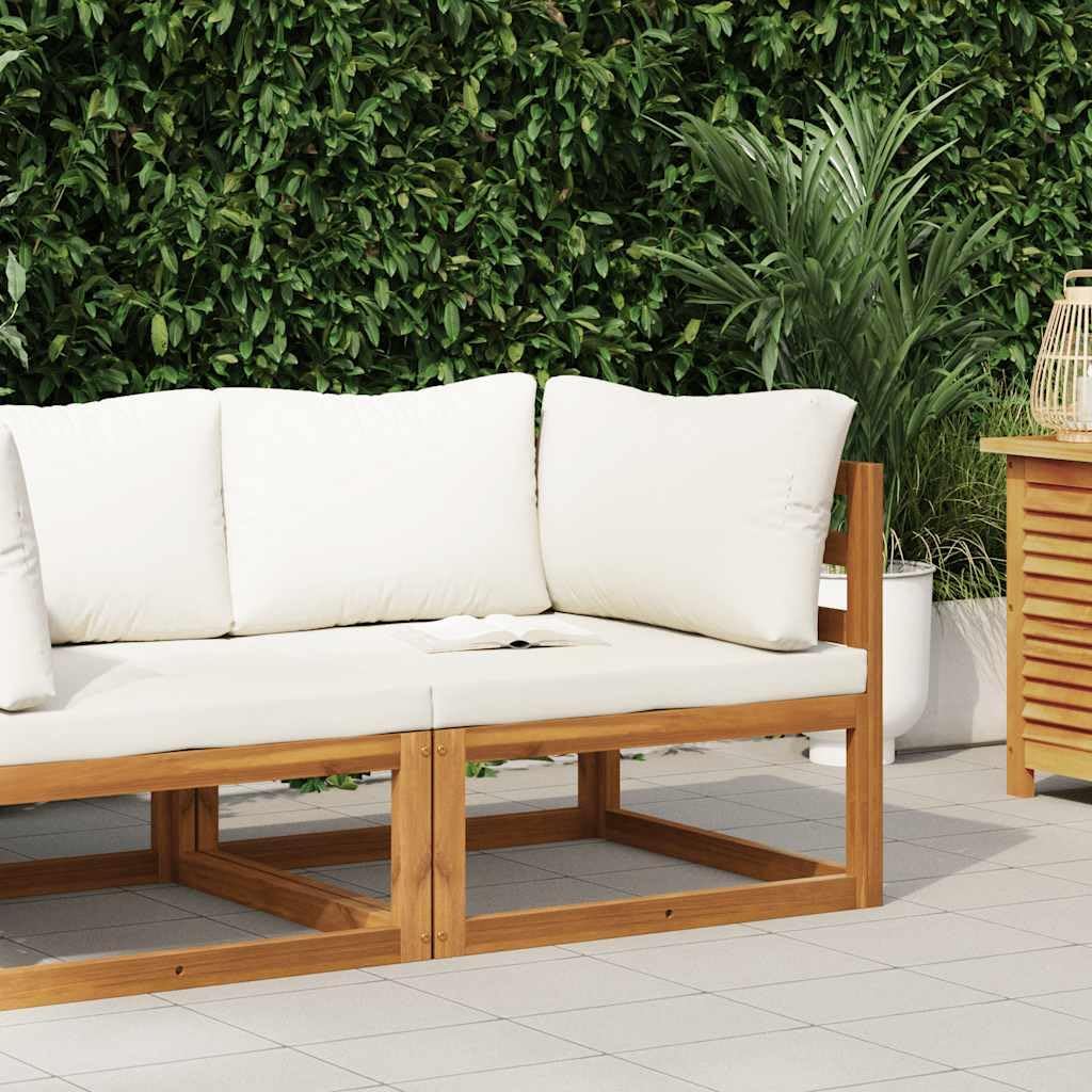 vidaXL Akazienholz Massiv Modular Ecksofa mit Cremeweissen Kissen Sofa Lounge Gartensofa Sessel Gart