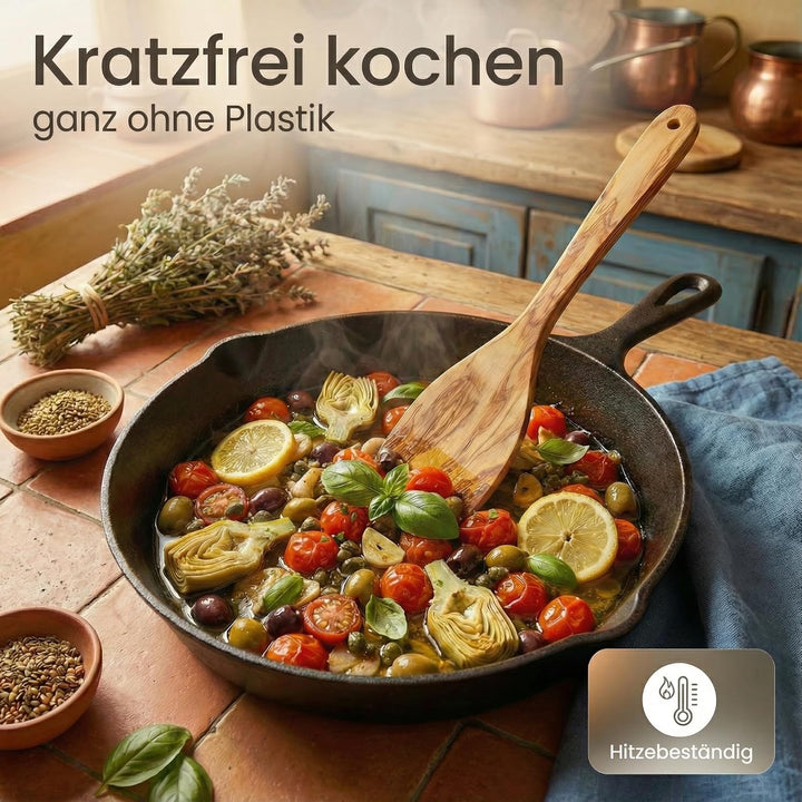 GOLDENBERG® Premium Kochlöffel Set 5-teilig | feinstes italienisches Olivenholz | antibakteriell &amp; l