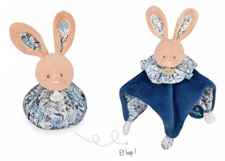 Doudou et Compagnie - Kuscheltier Hase – Kuscheltier mit Kugel – Blau – 25 cm – DC3936 Blau Blauer H