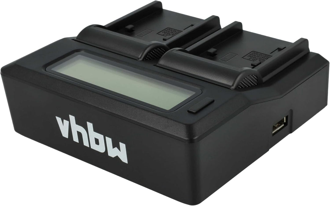 vhbw Dual Ladegerät kompatibel mit Sony HXR-NX30E, HXR-NX70, HXR-NX70E, NEX-VG10, NEX-VG10E, NEX-VG3