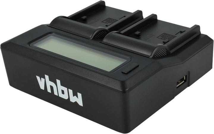 vhbw Dual Ladegerät kompatibel mit Sony HXR-NX30E, HXR-NX70, HXR-NX70E, NEX-VG10, NEX-VG10E, NEX-VG3