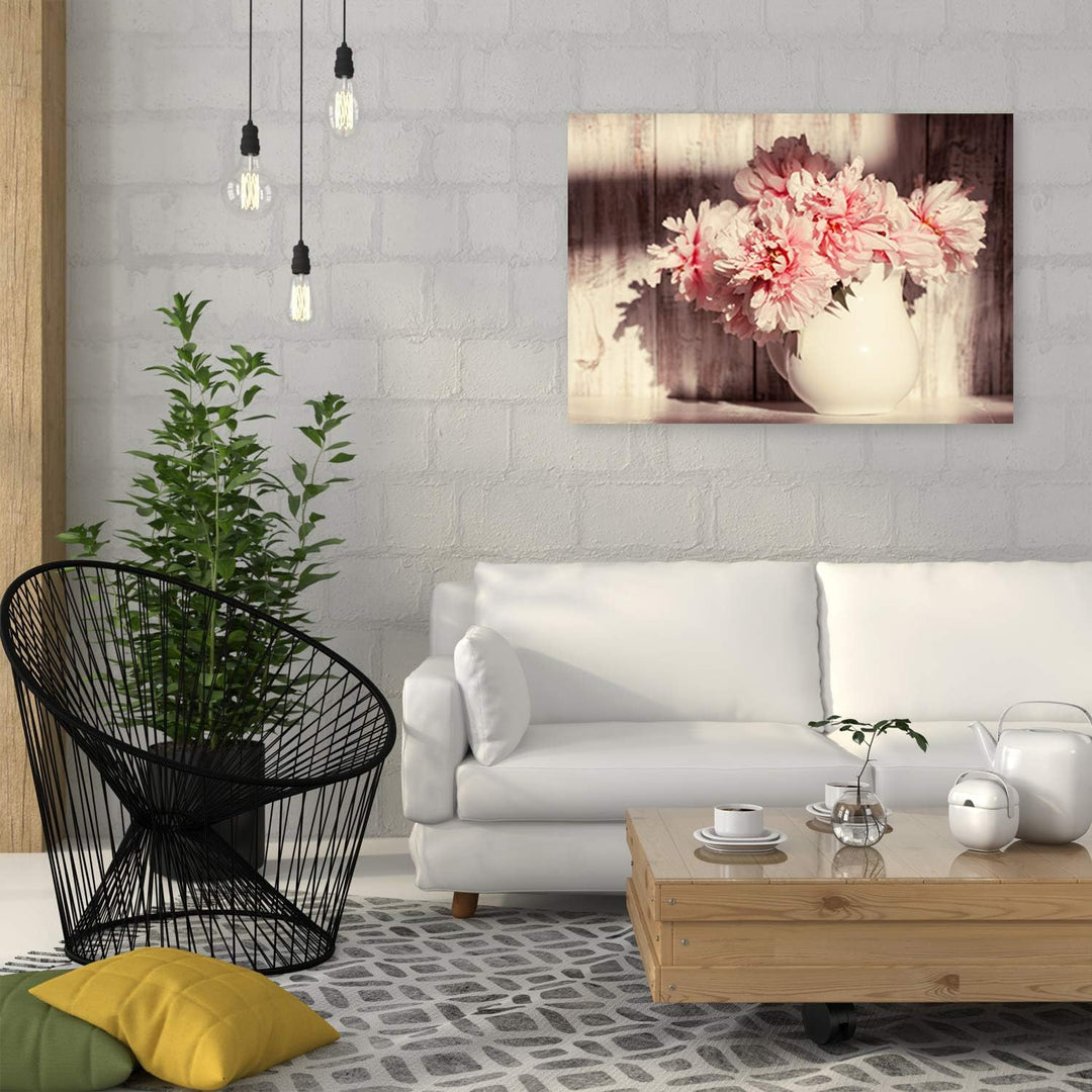 Feeby Wandbild Pflanze Druckbild Leinwandbild Natur Rosa 100x70 cm Leinwandbild 100x70 cm Rosa_C, Le