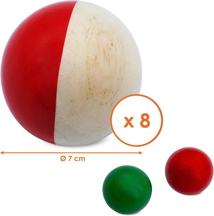 Spetebo Holz Boule Set mit Tragetasche - 8 Holz Kugeln - Boccia Petanque Garten Spiel Wurfspiel Kind