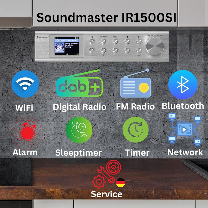 Soundmaster IR1500SI Internetradio DAB+ Digitalradio Netzwerkplayer UPNP Bluetooth Küchenunterbaurad
