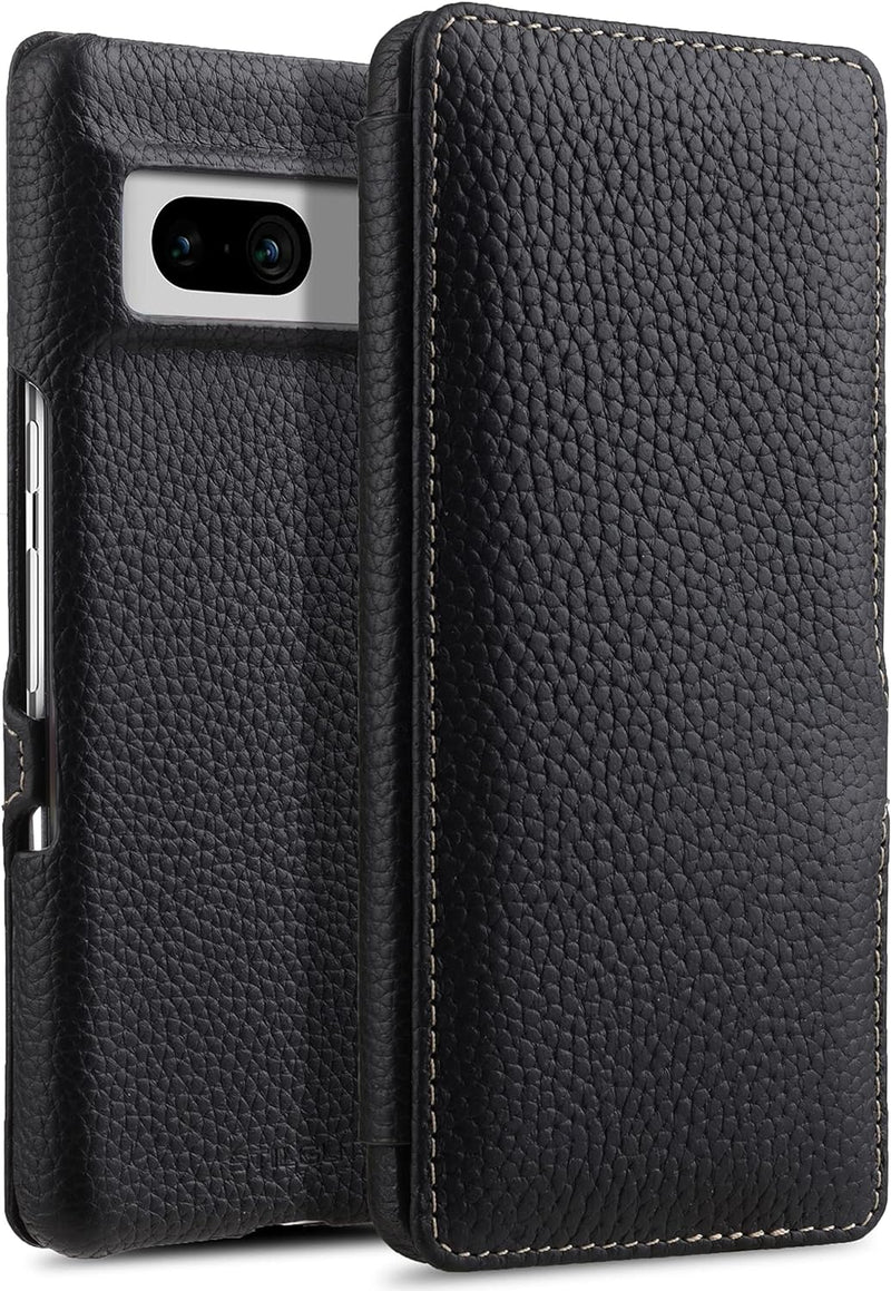 STILGUT Book Case kompatibel mit Google Pixel 7 Hülle aus Leder mit Clip-Verschluss, Lederhülle, Kla