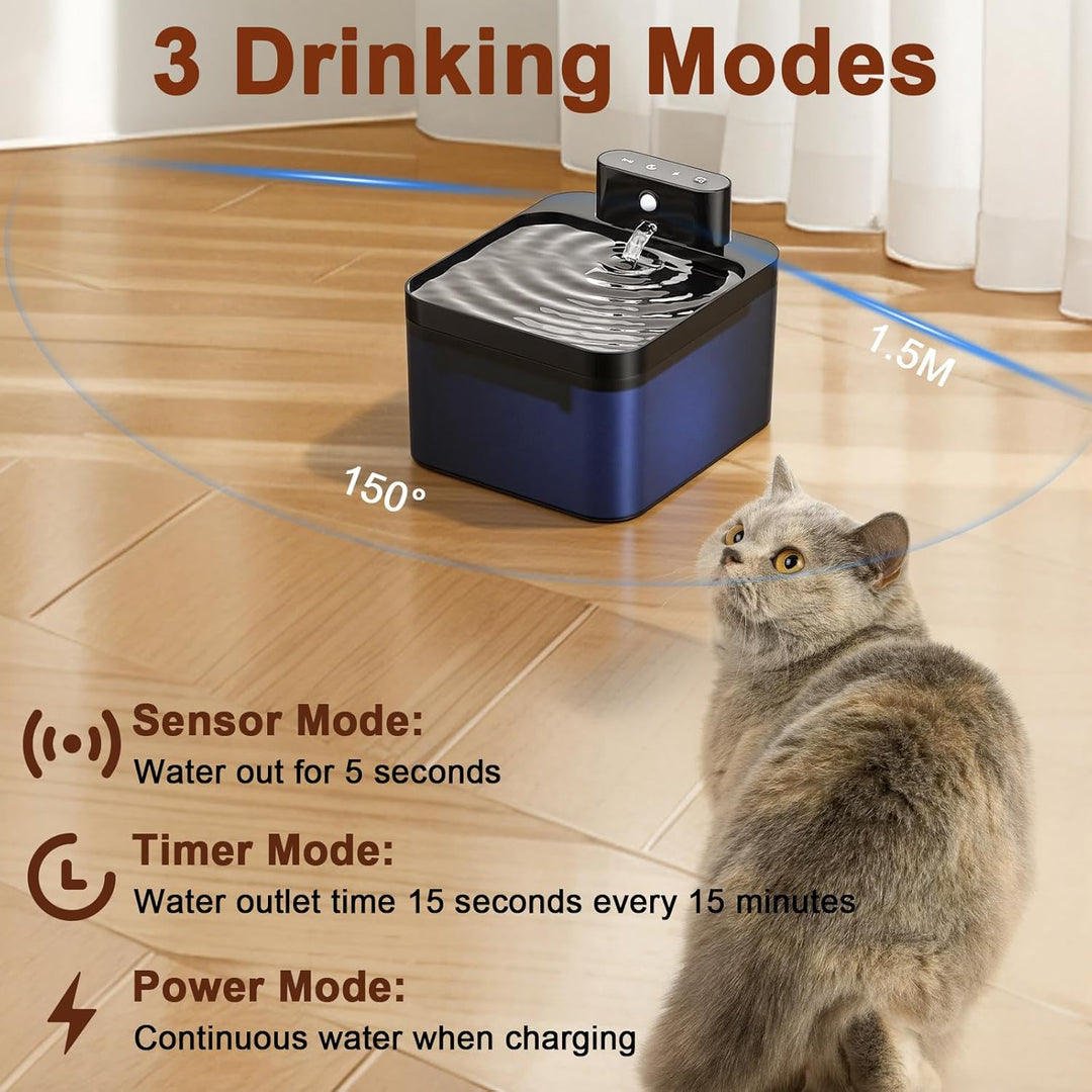 Katzenbrunnen Kabellos, Diealles Shine 2.2L Trinkbrunnen für Katze mit Bewegungsmelder, 4000mAh Wass