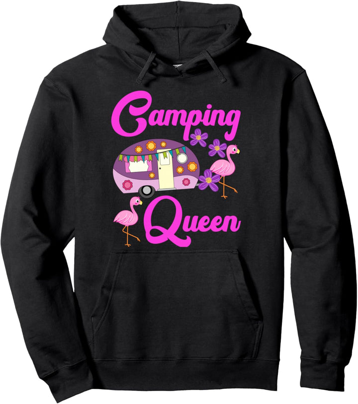 Camping Queen Camper Lady Flamingo Wohnwagen Abenteuer Reise Pullover Hoodie
