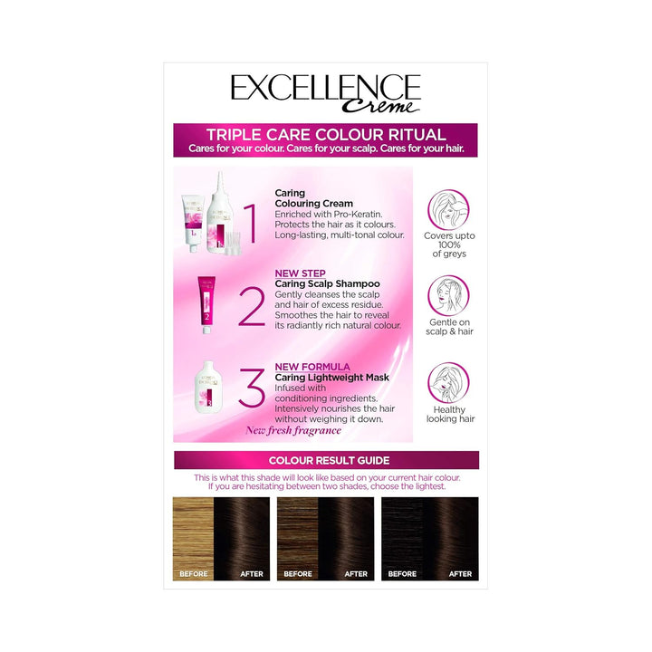 L 'Oreal Paris Excellence 4 Dark Brown 1 stück (3er Pack), 4 Dark Brown 1 stück (3er Pack)