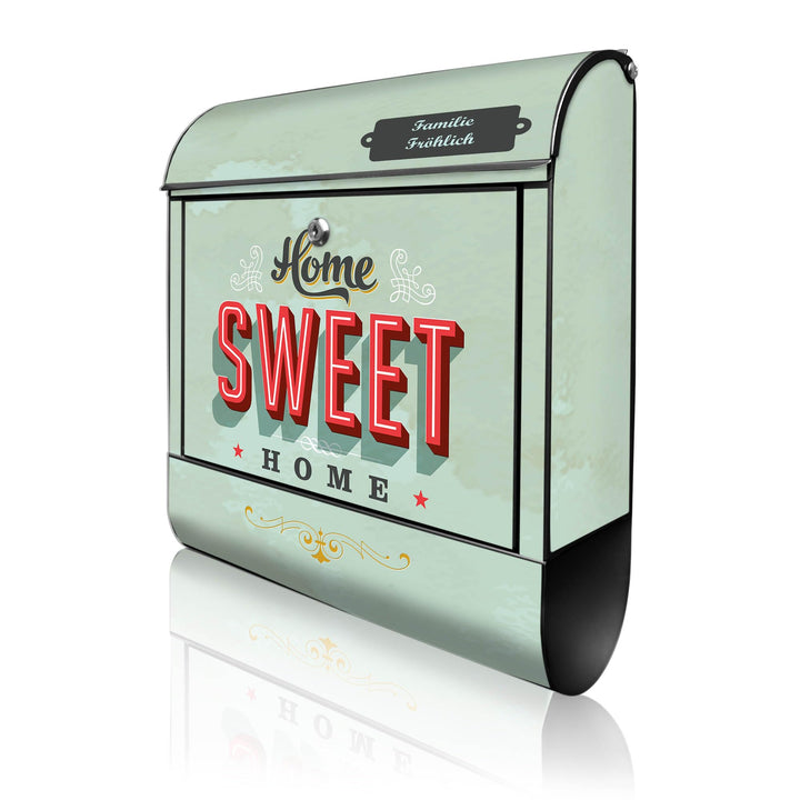 banjado® Design Briefkasten personalisiert Motiv Home Sweet Home 39x47x14cm & 2 Schlüssel - Briefkas
