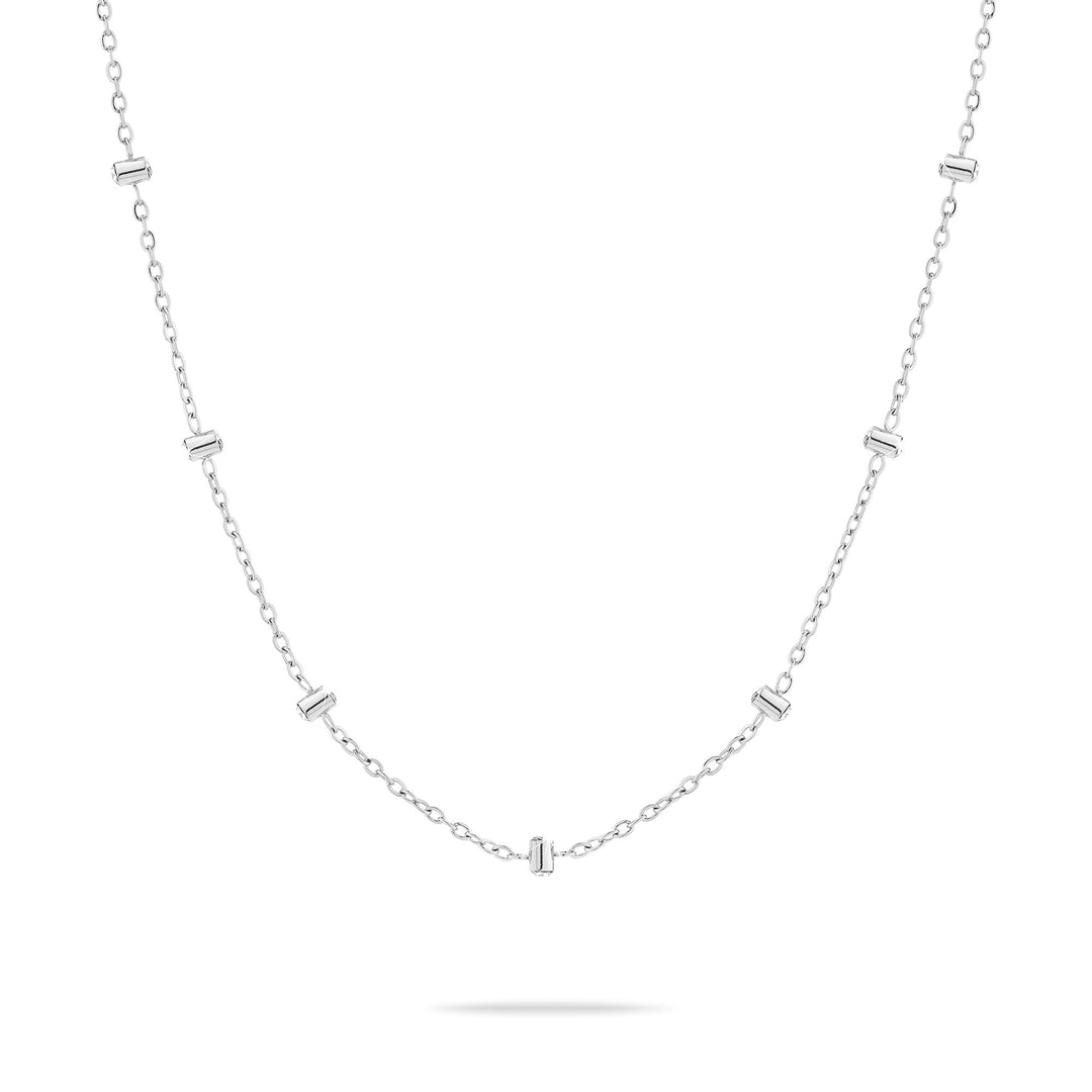 Tamaris Damen-Kette Edelstahl 7 Glasstein 32029090 Silber 45 cm, Silber 45 cm
