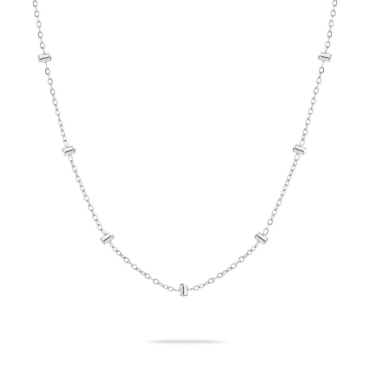 Tamaris Damen-Kette Edelstahl 7 Glasstein 32029090 Silber 45 cm, Silber 45 cm