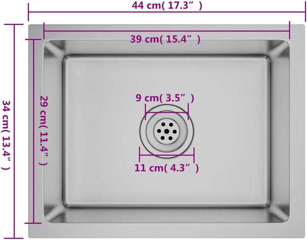 vidaXL Handgemachte Einbauspüle Wasserabfluss in X-Form Spülbecken Küchenspüle Edelstahlspüle Spüle