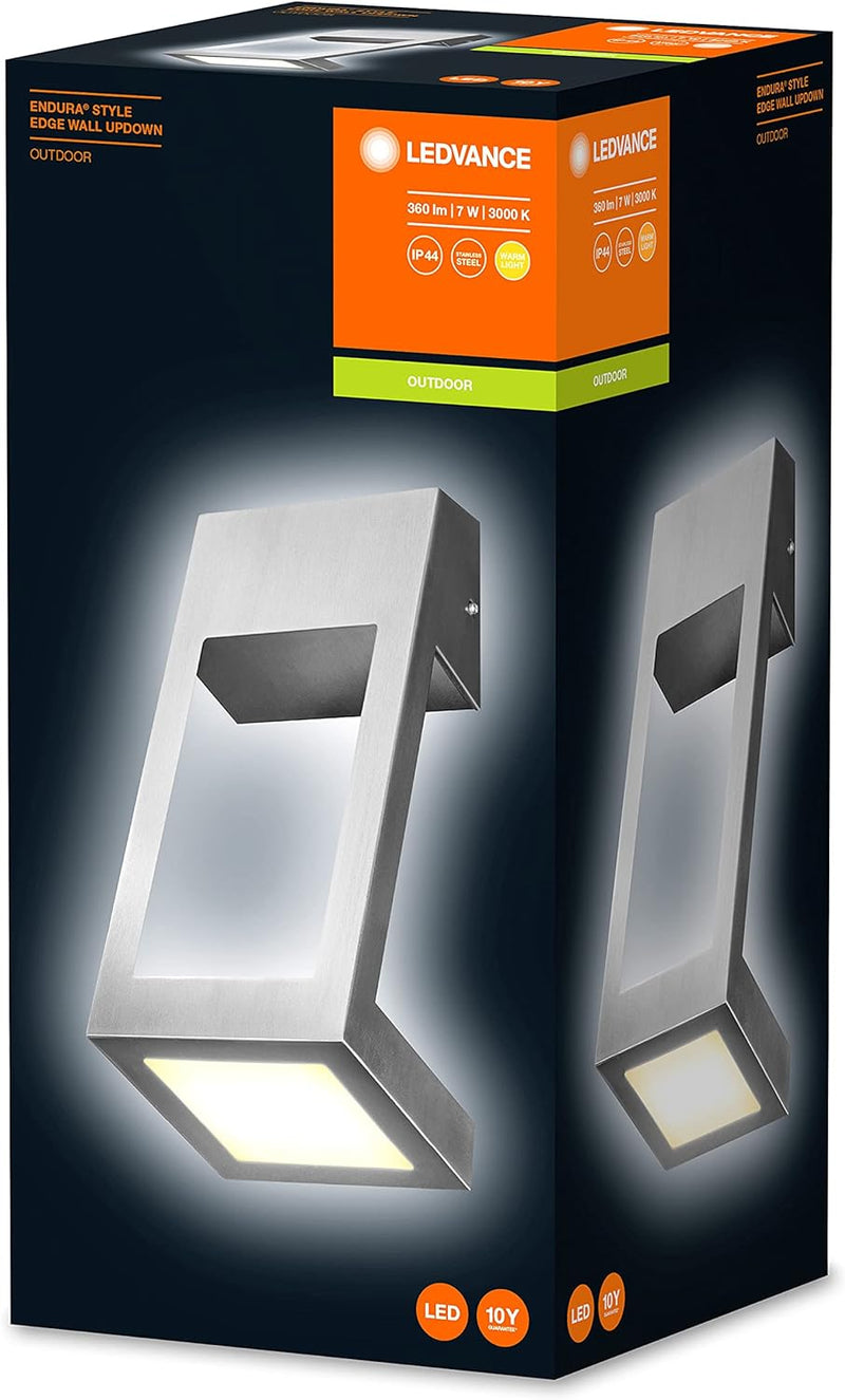 LEDVANCE LED Wand- und Deckenleuchte, Design Leuchte in eckiger Optik für Aussen, Warmweiss (3000K),