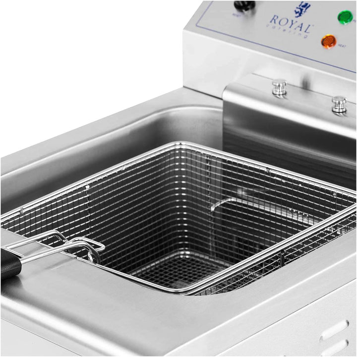Royal Catering RCPKF 13DSH Elektro-Fritteuse mit Unterschrank 13 L 5.000 W Ablasshahn Kaltzone Fritt