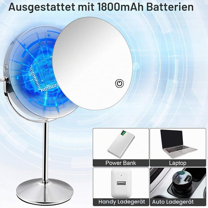 Micacorn Schminkspiegel Doppelseitig 1X 7X Vergrösserter Vanity Makeup Spiegel mit LED Lleichtem USB