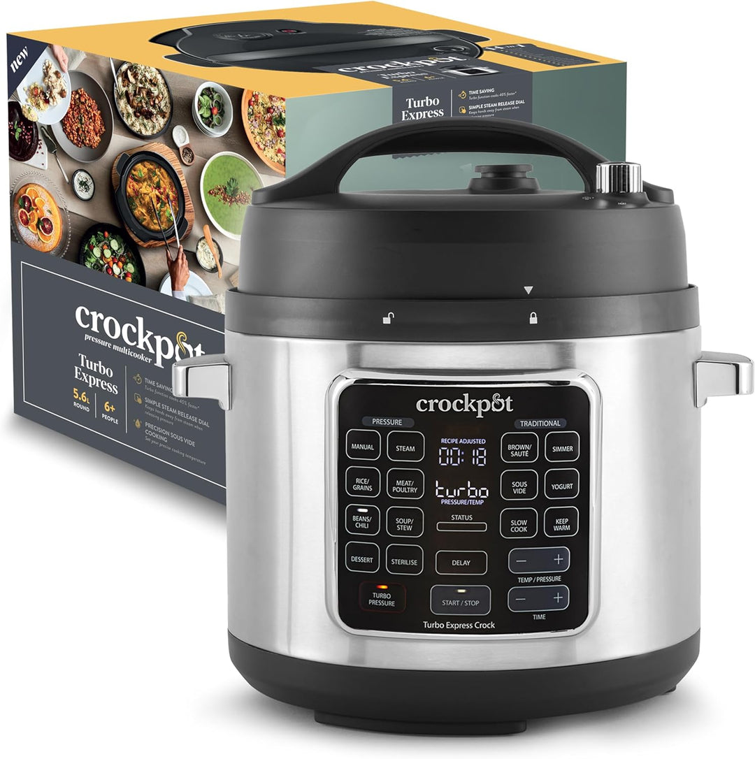 Crockpot Turbo Express Multikocher | 14-in-1-Zubereitungsmöglichkeiten | Schongarer, Dampfreiniger,