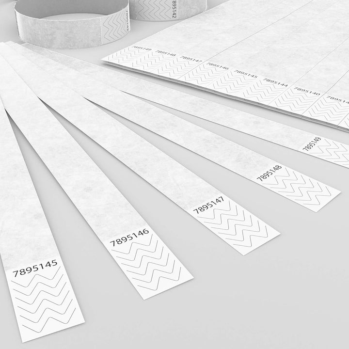 500 Eintrittsbänder aus Tyvek zum selbst gestalten und bedrucken in Weiss von GA Event Solutions - P