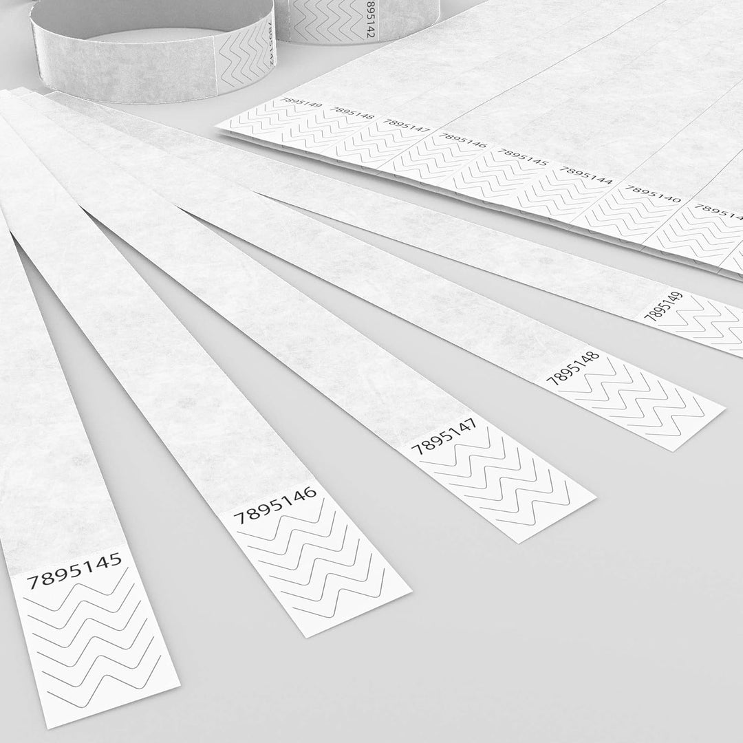1000 Eintrittsbänder aus Tyvek zum selbst gestalten und bedrucken in Weiss von GA Event Solutions -