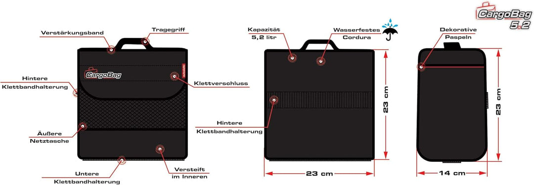 Cargo Bag Auto Organizer Universal Wasserdicht Cordura Einfache Klettbefestigung Ordnung im Auto Kom
