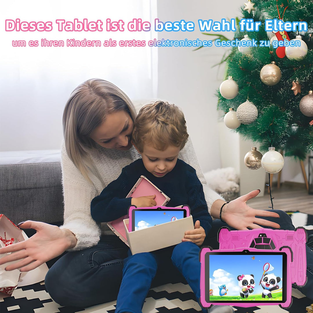 Kinder Tablet 7 Zoll Android 15, Tablet Kinder Sturzschutzgehäuse mit 10GB RAM + 64GB ROM (TF 1TB),