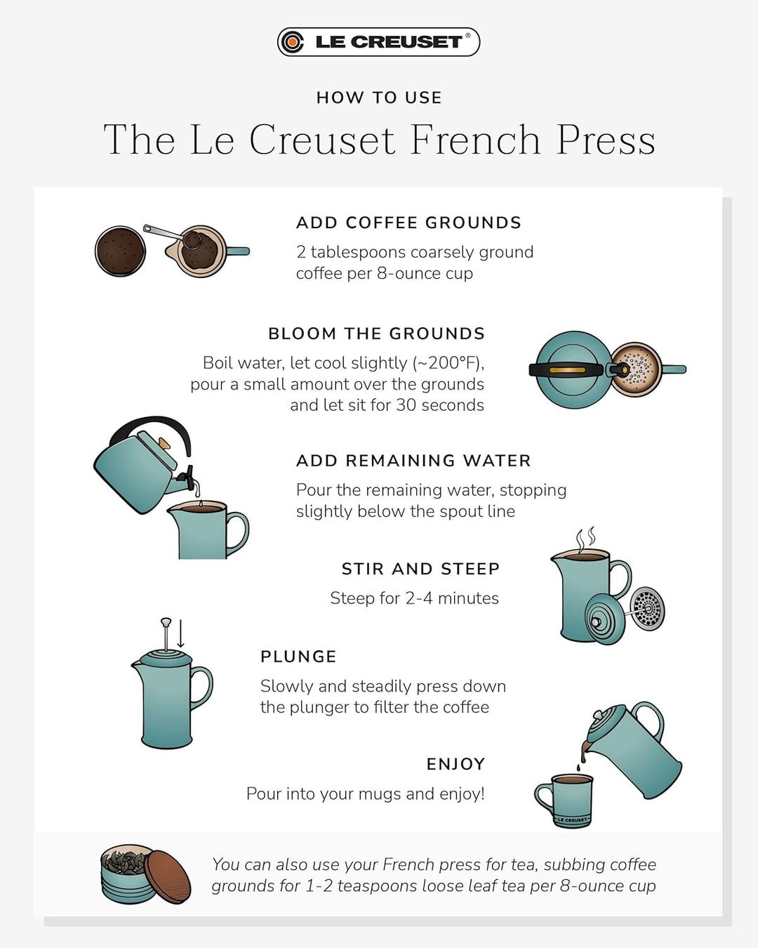 Le Creuset Kaffee-Bereiter/French Press mit Edelstahl-Presseinsatz, 800 ml, Steinzeug,