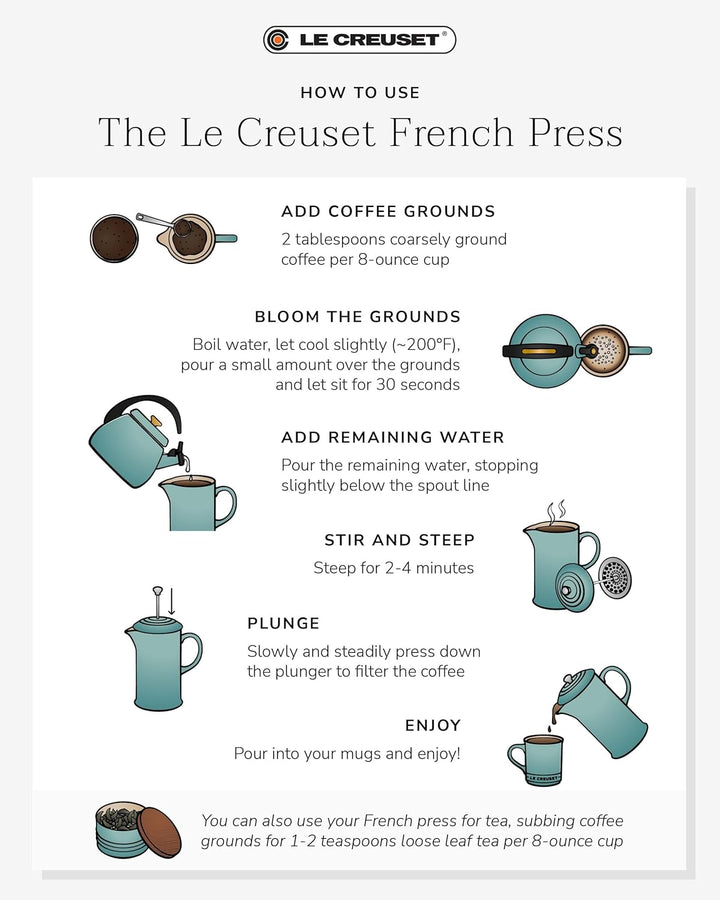 Le Creuset Kaffee-Bereiter/French Press mit Edelstahl-Presseinsatz, 800 ml, Steinzeug,