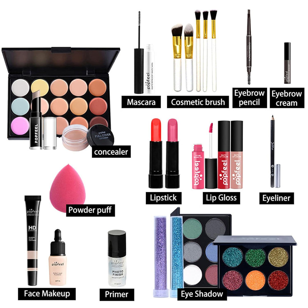 25St Schminkkasten Make-Up Set, Professionelles Kosmetische Schmink Set mit Lidschatten Lippengloss