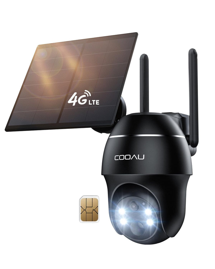 COOAU 4G LTE Überwachungskamera Aussen Akku mit SIM Karte+64GB Kartenspeicher+Solarpanel, Kamera übe