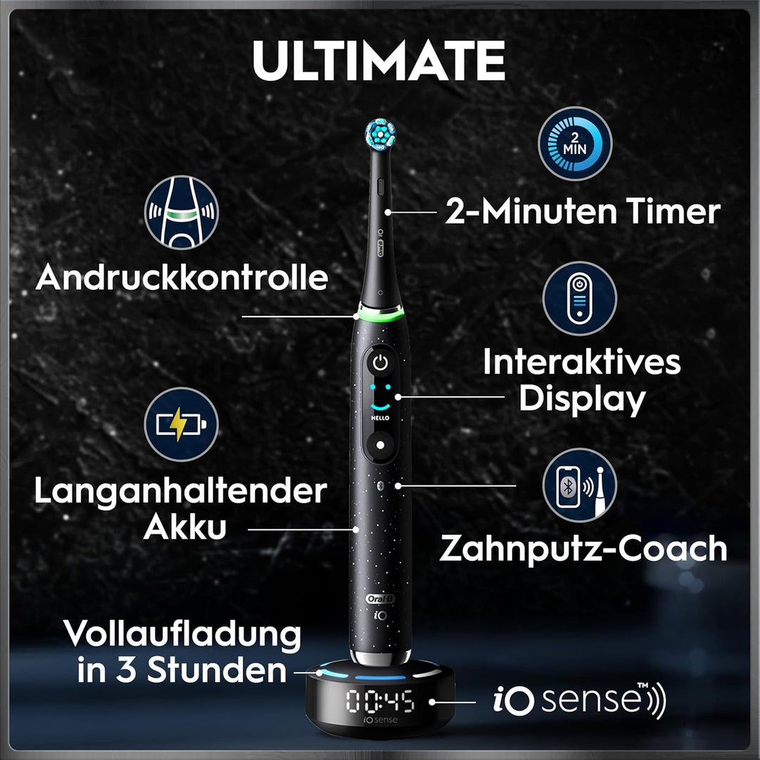 Oral-B iO Series 10 Plus Edition Elektrische Zahnbürste/Electric Toothbrush, 3 Aufsteckbürsten, Etui