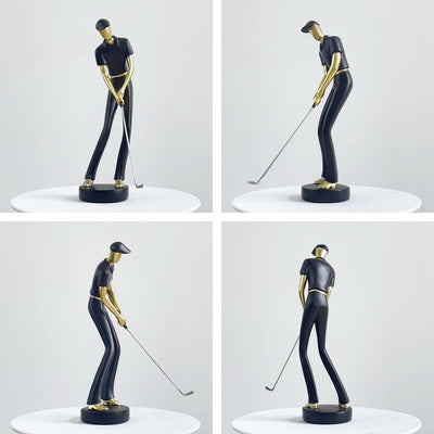 Amoy-Art Golfer Figuren Statue Modern Dekor Skulptur Wohnzimmer Kunst Golfspieler Arts Polyresin Wei