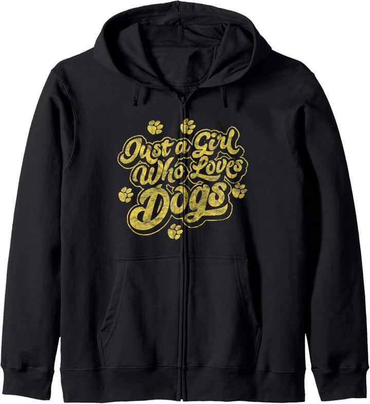 Just a Girl Who Loves Dogs! Retro Typography Pet Graphic Kapuzenjacke