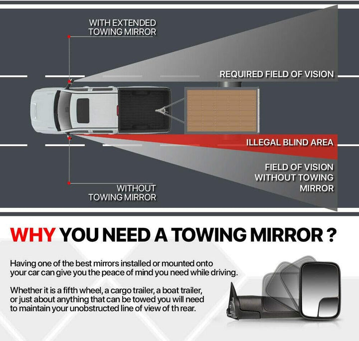 2x Abschleppspiegel, Baceyong Multi Angle für Caravan Pkw LKW 4WD Clip-On Abschleppspiegel, universe