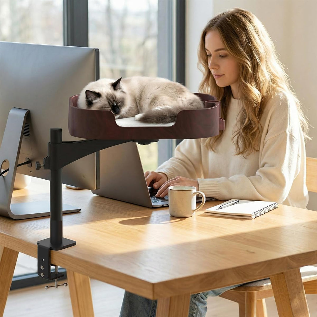 Bürotisch Katzenbett - Adjustable Katzenliege mit Clip-Montage für Schreibtisch, Komfortable Katzenn