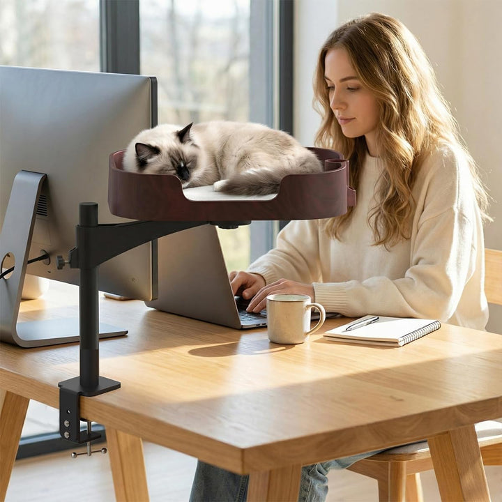 Bürotisch Katzenbett - Adjustable Katzenliege mit Clip-Montage für Schreibtisch, Komfortable Katzenn