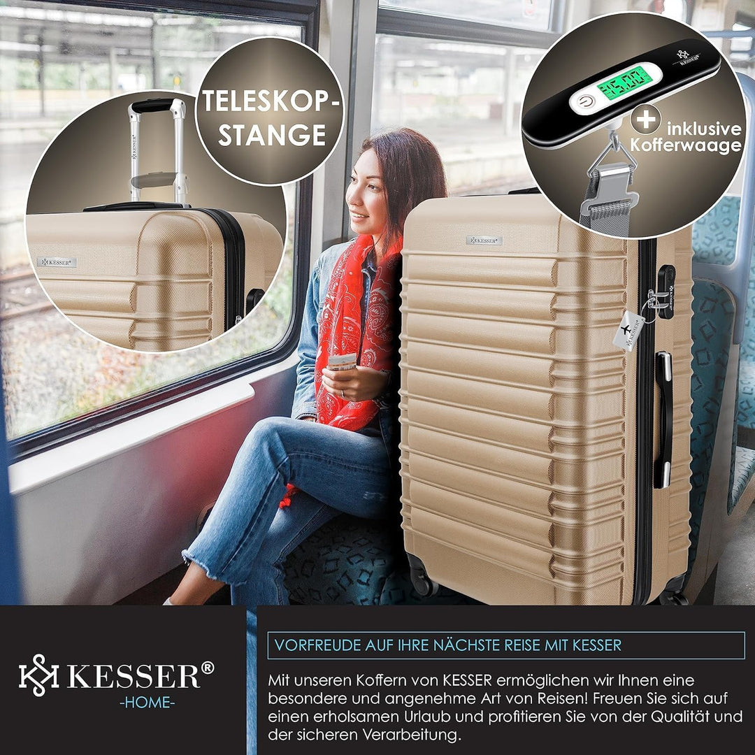 KESSER® Reisekoffer Hartschalen-Koffer Inkl. Kofferwaage + Gepäckanhänger Trolley Gepäck Rollkoffer