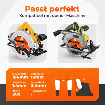 BAUBECK Sägeblatt 184x16 für Holz Zuschnitt - Schneller Schnitt Kreissägeblatt 184x16 für Holz, Säge