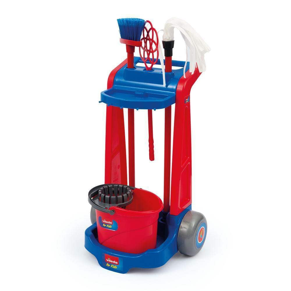 Grandi Giochi - Reinigungswagen Vileda for Kids, die Originalversion Spielzeug mit Besen, Wischmop u