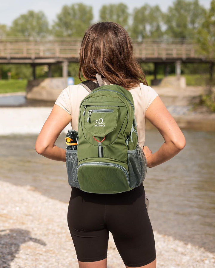 WATERFLY Ultraleicht Faltbar Klein Rucksack: 20L Leicht Packable Wanderrucksack Tagesrucksack Trekki